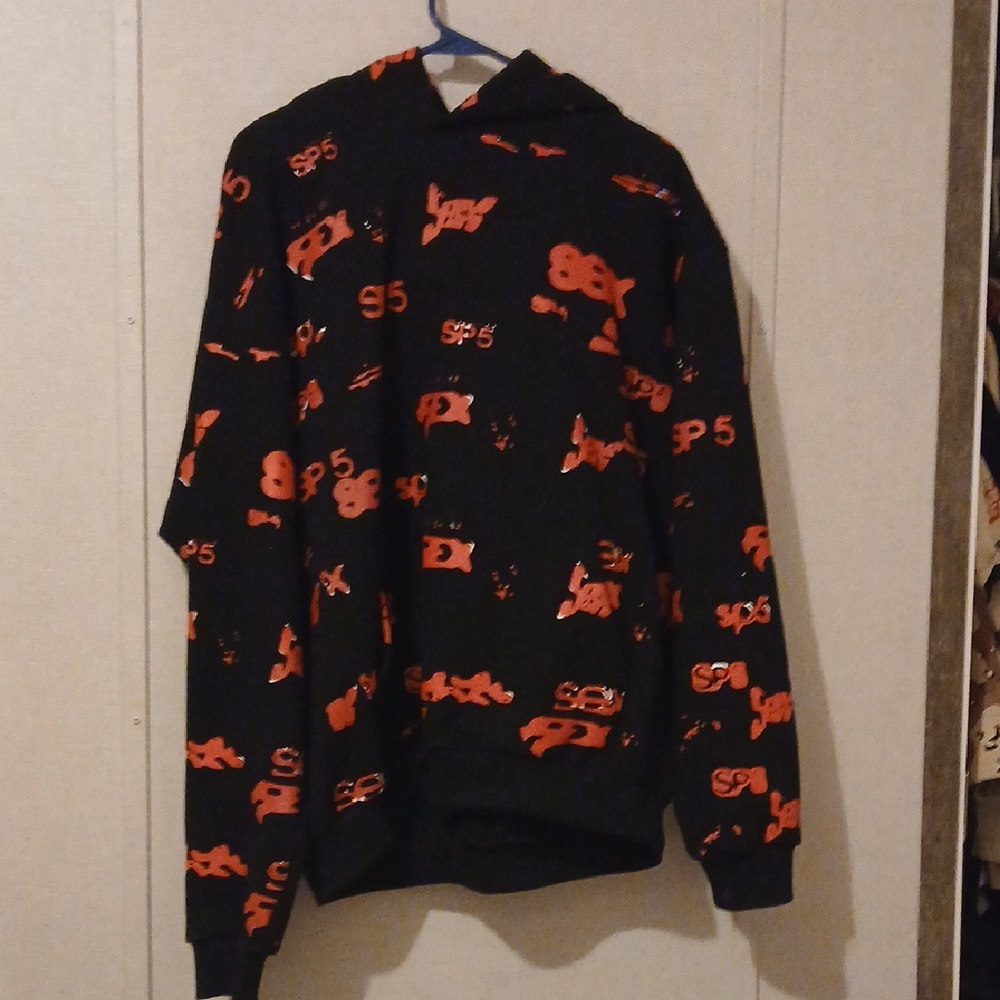 Sp5der Black Hoodie with Red Graphics